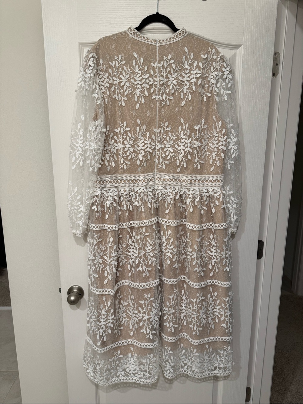 Plus Size White Lace Midi Dress - Bridal shower, rehearsal dinner, engagement - Picture 3 of 4